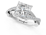 White gold Princess Cut Diamond Twisted Band Engagement Ring with Prong Setting_40