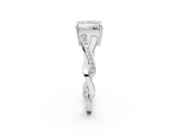 White gold Princess Cut Diamond Twisted Band Engagement Ring with Prong Setting_41