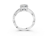 White gold Princess Cut Diamond Twisted Band Engagement Ring with Prong Setting_42