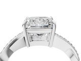 White gold Princess Cut Diamond Twisted Band Engagement Ring with Prong Setting_43
