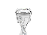 White gold Princess Cut Diamond Twisted Band Engagement Ring with Prong Setting_44