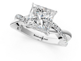 White gold Princess Cut Diamond Twisted Band with Pavé Setting and Four-Prong Setting_56