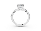 White gold Princess Cut Diamond Twisted Band with Pavé Setting and Four-Prong Setting_58