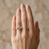 White gold Princess Cut Diamond Two-Stone Open Band Ring with Four-Prong Setting_29