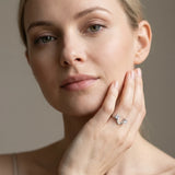 White gold Princess Cut Diamond Two-Stone Open Band Ring with Four-Prong Setting_30