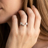White gold Princess Cut Diamond Two-Stone Open Band Ring with Four-Prong Setting_31