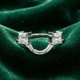 White gold Princess Cut Diamond Two-Stone Open Band Ring with Four-Prong Setting_37