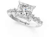 White gold Princess Cut Diamond Vine Band with Four-Prong Setting_68