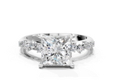 White gold Princess Cut Diamond Vine Band with Four-Prong Setting_70