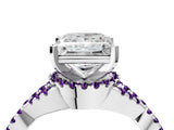 White gold Princess Cut Diamond with Amethyst side stone Halo Twist Band Solitaire Prong Setting Ring_28