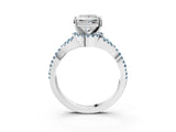 White gold Princess Cut Diamond with Aquamarine side stone Halo Twist Band Solitaire Prong Setting Ring_15