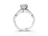 White gold Princess Cut Diamond with Aquamarine side stone Halo Twist Band Solitaire Prong Setting Ring_27
