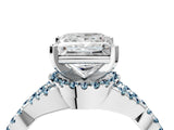 White gold Princess Cut Diamond with Aquamarine side stone Halo Twist Band Solitaire Prong Setting Ring_28
