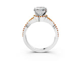 White gold Princess Cut Diamond with Citrine side stone Halo Twist Band Solitaire Prong Setting Ring_27