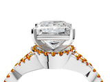 White gold Princess Cut Diamond with Citrine side stone Halo Twist Band Solitaire Prong Setting Ring_34