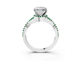 White gold Princess Cut Diamond with Emerald side stone Halo Twist Band Solitaire Prong Setting Ring_39