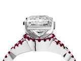 White gold Princess Cut Diamond with Garnet side stone Halo Twist Band Solitaire Prong Setting Ring_34