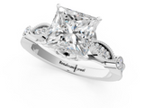 White gold Princess Cut Diamond with Milgrain Marquise and Bezel Accents on a Solitaire Band with Prong Setting_253