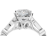 White gold Princess Cut Diamond with Milgrain Marquise and Bezel Accents on a Solitaire Band with Prong Setting_260