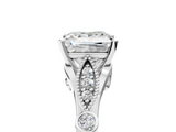 White gold Princess Cut Diamond with Milgrain Marquise and Bezel Accents on a Solitaire Band with Prong Setting_261