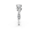 White gold Princess Cut Diamond with Moissanite side stone Halo Twist Band Solitaire Prong Setting Ring_27