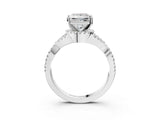 White gold Princess Cut Diamond with Moissanite side stone Halo Twist Band Solitaire Prong Setting Ring_28
