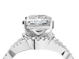 White gold Princess Cut Diamond with Moissanite side stone Halo Twist Band Solitaire Prong Setting Ring_29