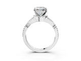 White gold Princess Cut Diamond with Moissanite side stone Halo Twist Band Solitaire Prong Setting Ring_34