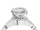 White gold Princess Cut Diamond with Moissanite side stone Halo Twist Band Solitaire Prong Setting Ring_35