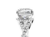 White gold Princess Cut Diamond with Moissanite side stone Halo Twist Band Solitaire Prong Setting Ring_36