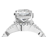 White gold Princess Cut Diamond with Moissanite side stone Halo Twist Band Solitaire Prong Setting Ring_47