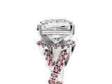 White gold Princess Cut Diamond with Morganite side stone Halo Twist Band Solitaire Prong Setting Ring_17