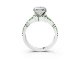 White gold Princess Cut Diamond with Peridot side stone Halo Twist Band Solitaire Prong Setting Ring_27