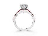 White gold Princess Cut Diamond with Ruby side stone Halo Twist Band Solitaire Prong Setting Ring_27