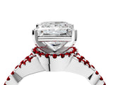 White gold Princess Cut Diamond with Ruby side stone Halo Twist Band Solitaire Prong Setting Ring_28