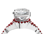 White gold Princess Cut Diamond with Ruby side stone Halo Twist Band Solitaire Prong Setting Ring_34
