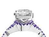 White gold Princess Cut Diamond with Tanzanite side stone Halo Twist Band Solitaire Prong Setting Ring_34