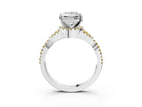 White gold Princess Cut Diamond with Yellow Sapphire side stone Halo Twist Band Solitaire Prong Setting Ring_28