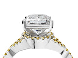 White gold Princess Cut Diamond with Yellow Sapphire side stone Halo Twist Band Solitaire Prong Setting Ring_29