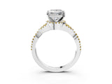White gold Princess Cut Diamond with Yellow Sapphire side stone Halo Twist Band Solitaire Prong Setting Ring_40