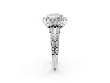 White gold Princess Cut Double Halo Diamond Engagement Ring with Pave Band and Four-Prong Setting_44