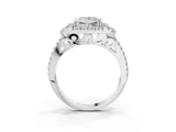 White gold Princess Cut Double Halo Diamond Engagement Ring with Pave Band and Four-Prong Setting_46