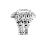 White gold Princess Cut Double Halo Diamond Engagement Ring with Pave Band and Four-Prong Setting_47