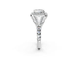 White gold Princess Cut Double Halo Split Shank Diamond Ring with Prong Setting_51