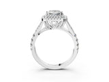 White gold Princess Cut Double Halo Split Shank Diamond Ring with Prong Setting_52