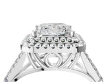White gold Princess Cut Double Halo Split Shank Diamond Ring with Prong Setting_53