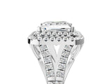 White gold Princess Cut Double Halo Split Shank Diamond Ring with Prong Setting_54