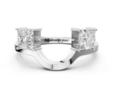 White gold Princess-Cut Dual Stone Open Band with Four-Prong Setting_12