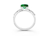 White gold Princess Cut Emerald Cluster Side Stone Solitaire Ring with Prong Setting_27