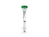 White gold Princess Cut Emerald Engagement Ring with Side Stone Accents and Four-Prong Setting_26